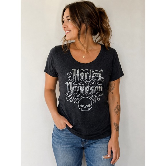Harley-Davidson Tops - Harley-Davidson Womens Zion Washington UT Skull Graphic T-Shirt Charcoal Gray L